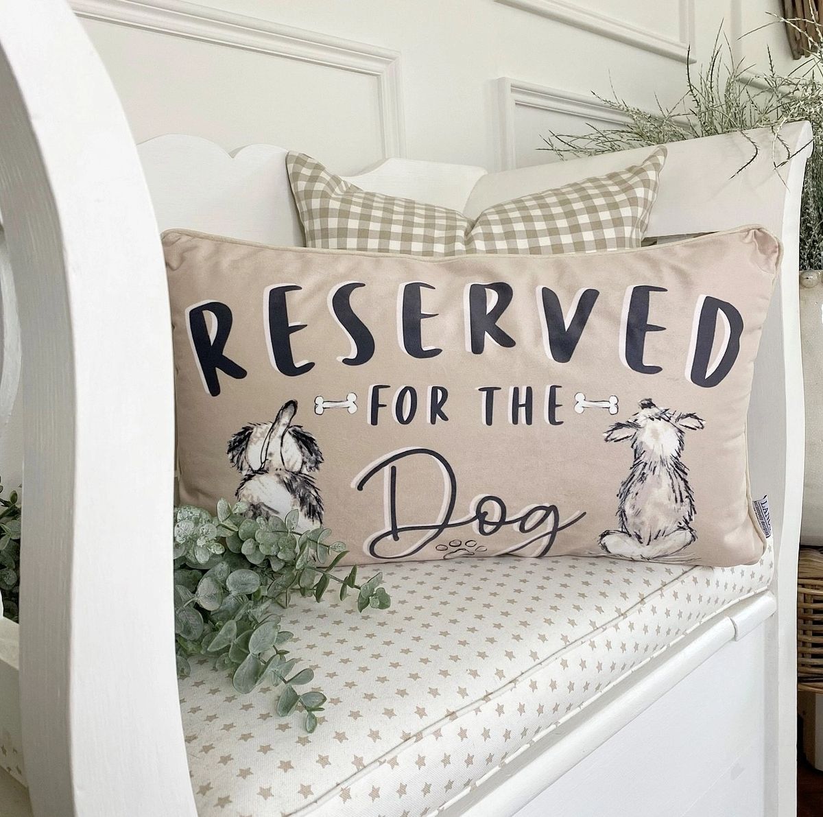Reversible Velvet 'Reserved' Dog Cushion